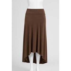 Brown Maxi Skirt Medium (6-8) Jersey Knit High Low Hem USA Capsule Basic Boho
